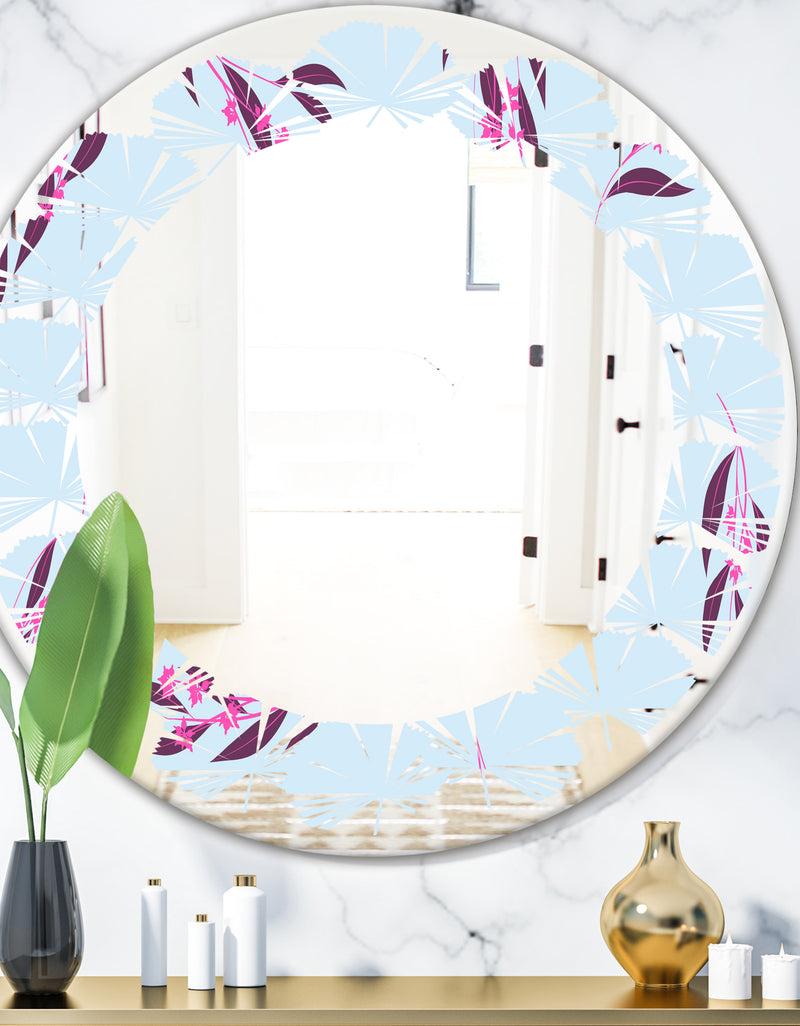 DesignQ Bright Eucalyptus Floral Pattern I - Cottage Round or Oval Wall Mirror - Leaves