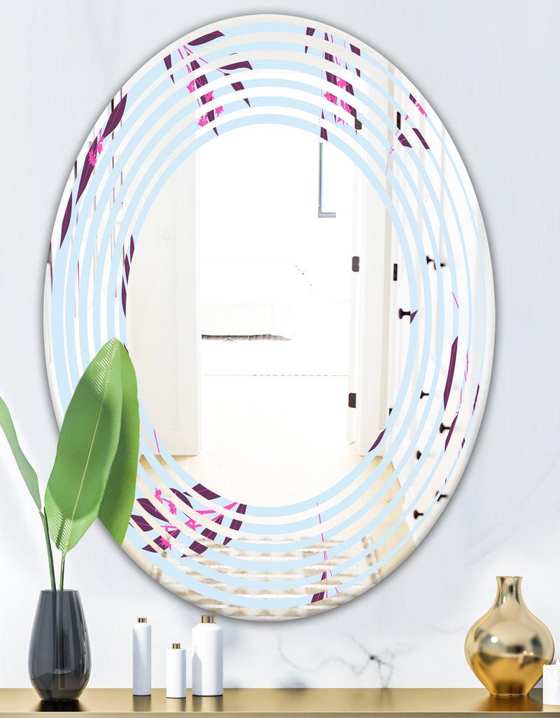DesignQ Bright Eucalyptus Floral Pattern I - Cottage Round Or Oval Wall Mirror - Wave