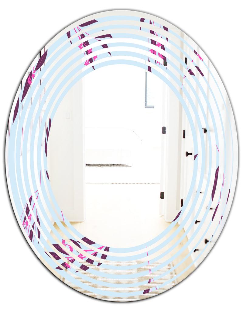DesignQ Bright Eucalyptus Floral Pattern I - Cottage Round Or Oval Wall Mirror - Wave