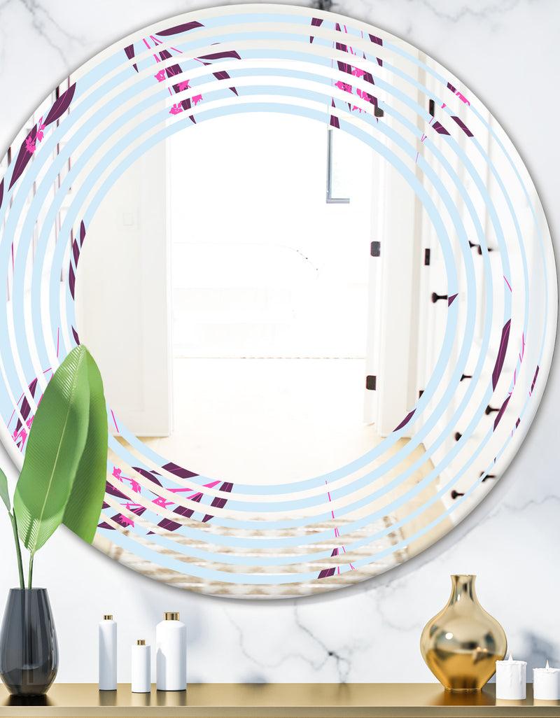 DesignQ Bright Eucalyptus Floral Pattern I - Cottage Round or Oval Wall Mirror - Wave