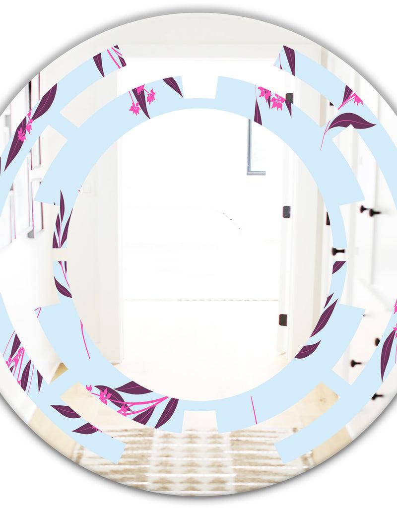 DesignQ Bright Eucalyptus Floral Pattern I - Cottage Round Or Oval Wall Mirror - Space