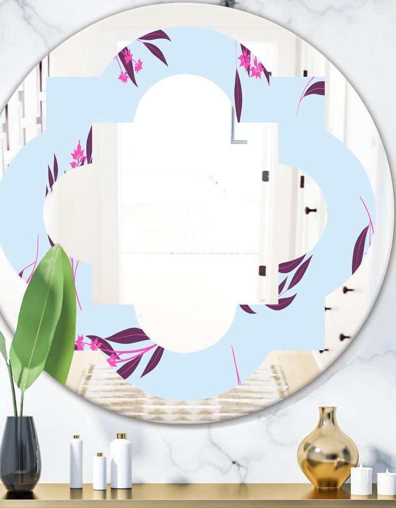 DesignQ Bright Eucalyptus Floral Pattern I - Cottage Round or Oval Wall Mirror - Quatrefoil