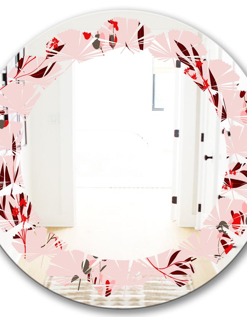 DesignQ Bright Eucalyptus Floral Pattern II - Cottage Round Or Oval Wall Mirror - Leaves