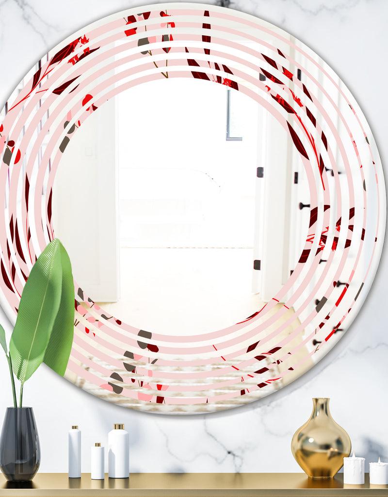 DesignQ Bright Eucalyptus Floral Pattern II - Cottage Round or Oval Wall Mirror - Wave