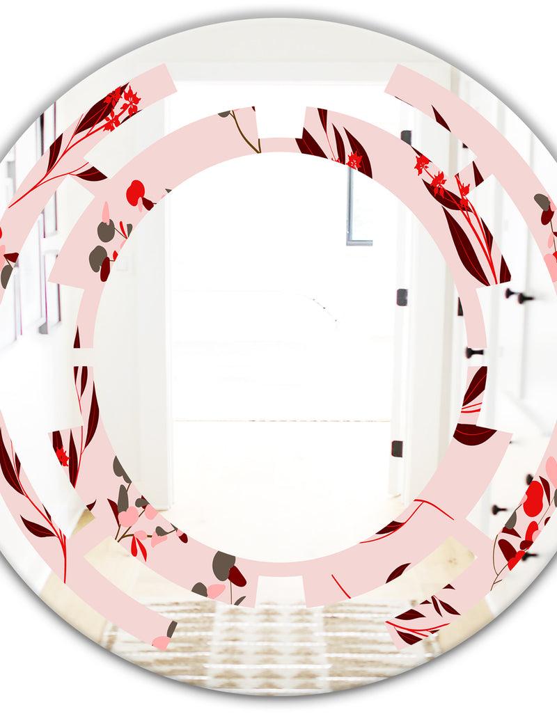 DesignQ Bright Eucalyptus Floral Pattern II - Cottage Round Or Oval Wall Mirror - Space