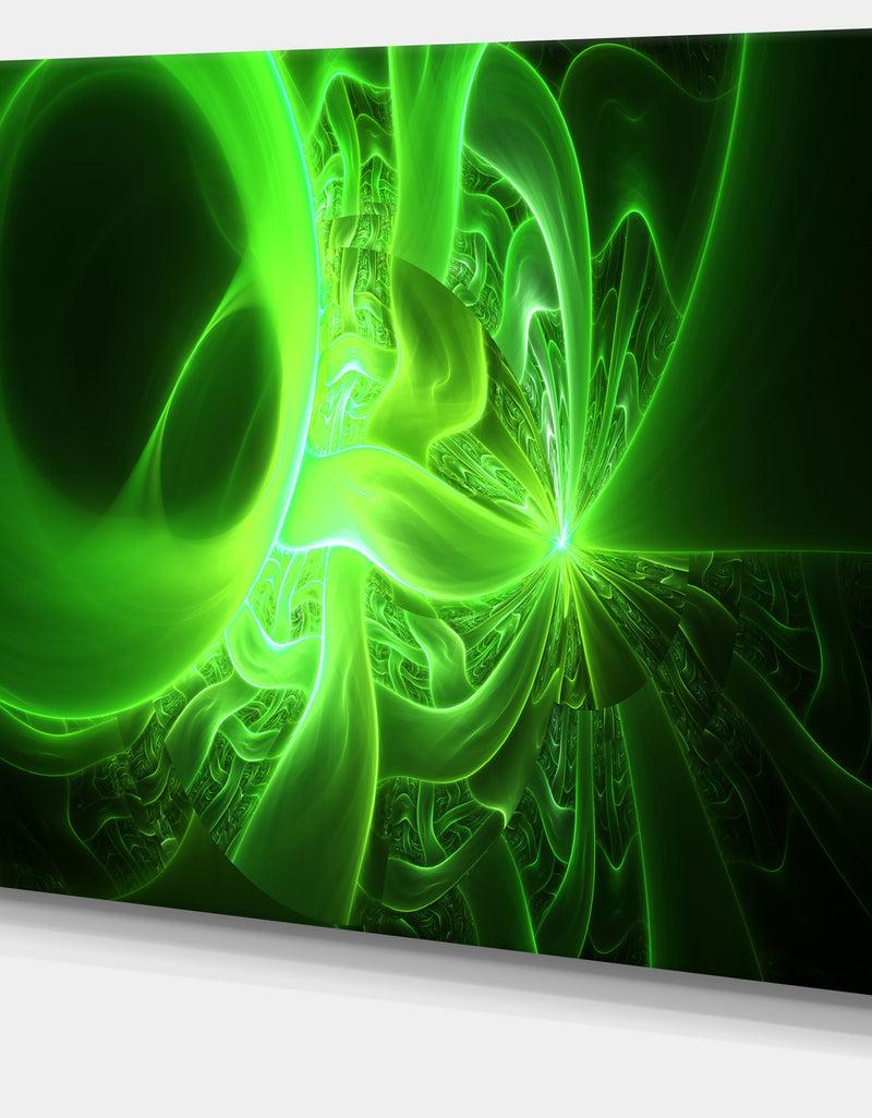 DesignQ Bright Green Designs On Black - Abstract Wall Art Canvas