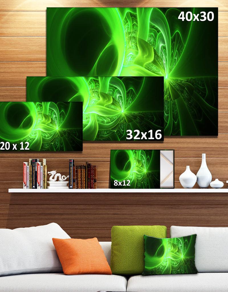 DesignQ Bright Green Designs On Black - Abstract Wall Art Canvas