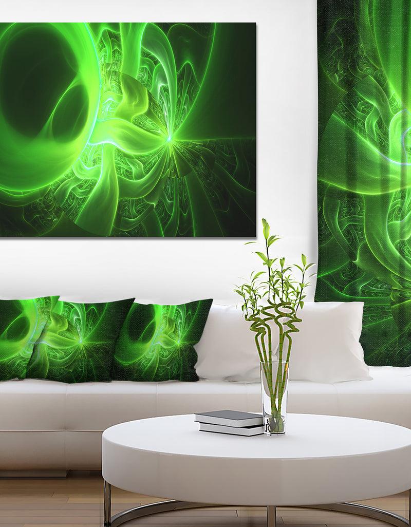 DesignQ Bright Green Designs on Black - Abstract Wall Art Canvas