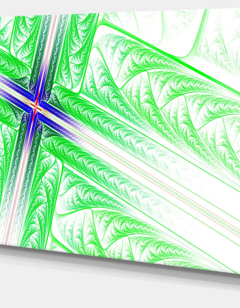 DesignQ Bright Green Fractal Cross Design - Large Glossy Canvas Art Print