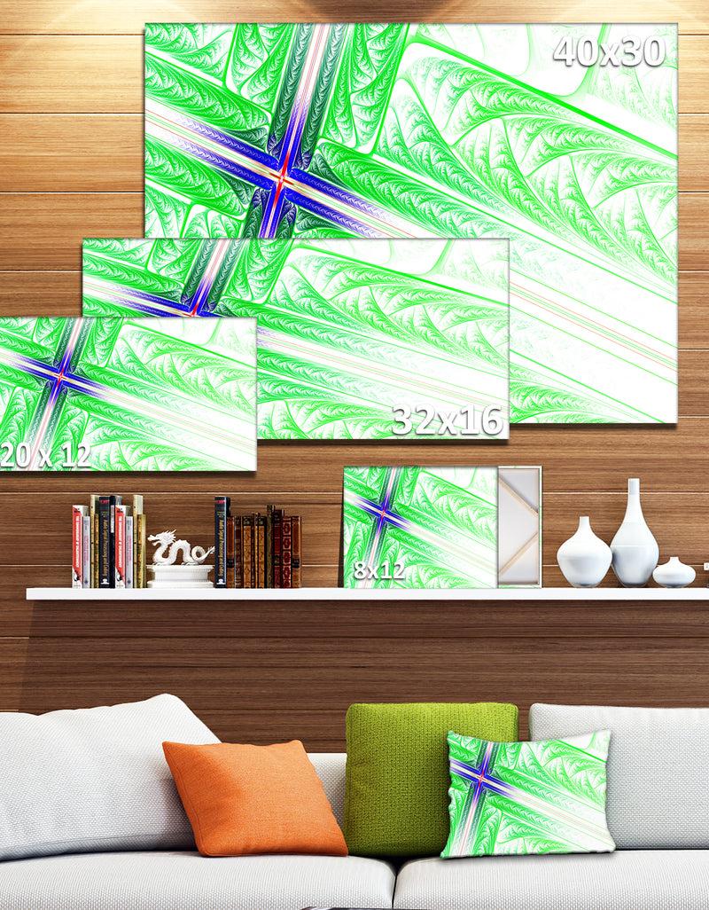 DesignQ Bright Green Fractal Cross Design - Large Glossy Canvas Art Print