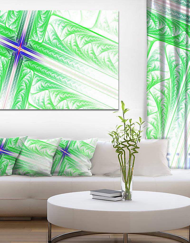 DesignQ Bright Green Fractal Cross Design - Large Glossy Canvas Art Print