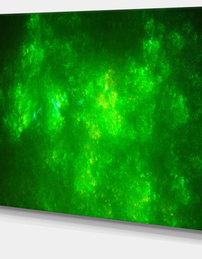 DesignQ Bright Green Fractal Sky With Stars'Extra Large Abstract Canvas Art Print