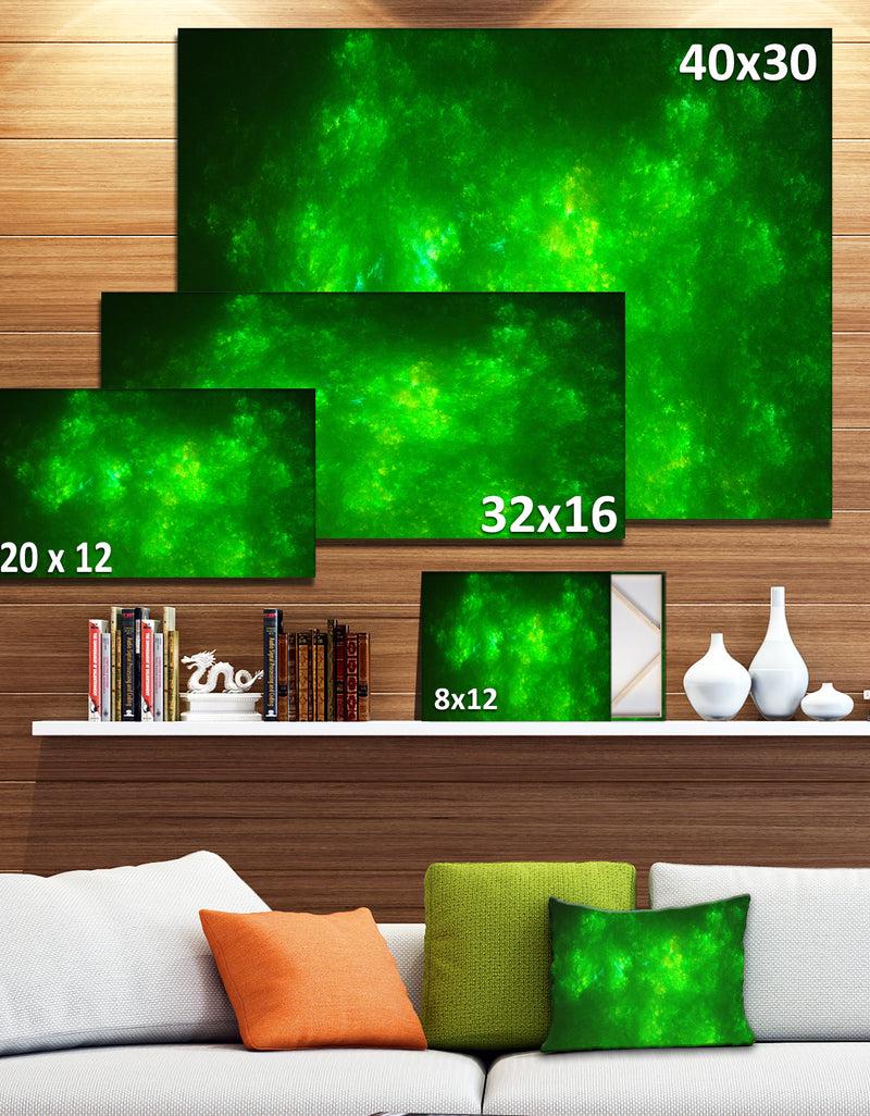 DesignQ Bright Green Fractal Sky With Stars'Extra Large Abstract Canvas Art Print