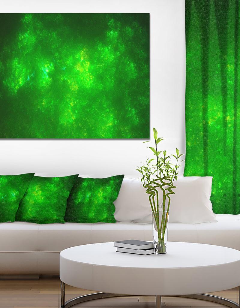 DesignQ Bright Green Fractal Sky with Stars'Extra Large Abstract Canvas Art Print