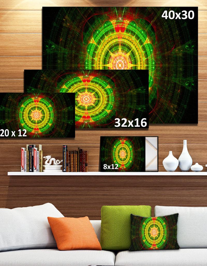 DesignQ Bright Green Fractal Sphere - Abstract Wall Art Canvas