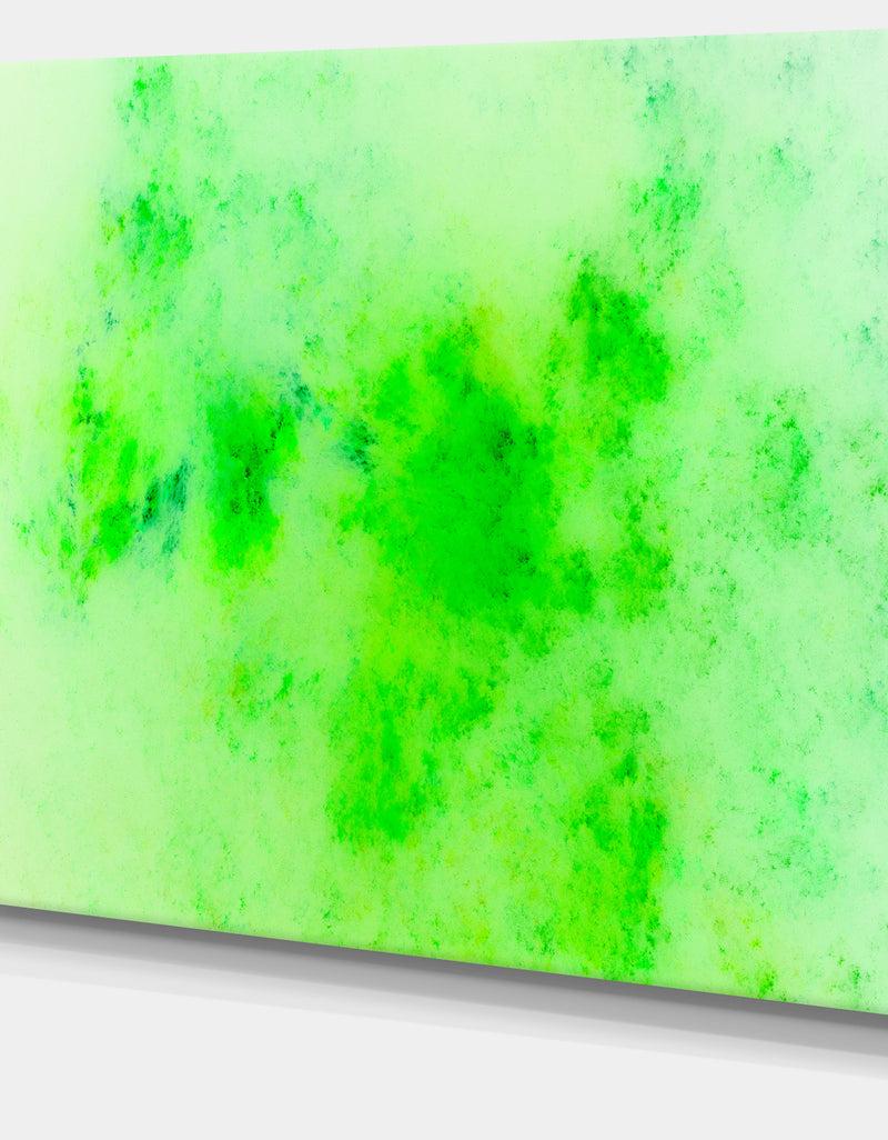 DesignQ Bright Green Starry Fractal Sky - Abstract Artwork On Canvas