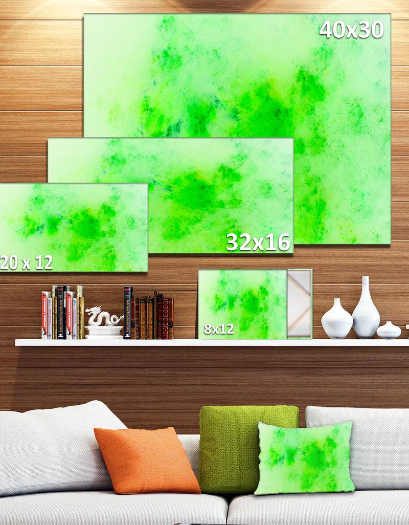 DesignQ Bright Green Starry Fractal Sky - Abstract Artwork On Canvas