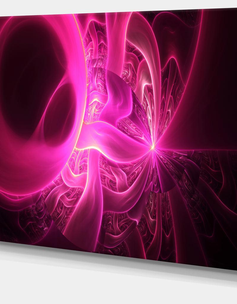 DesignQ Bright Pink Designs On Black - Abstract Wall Art Canvas