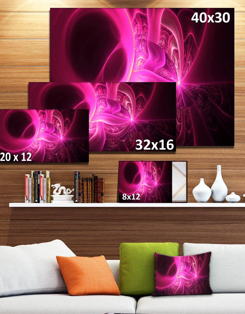 DesignQ Bright Pink Designs On Black - Abstract Wall Art Canvas