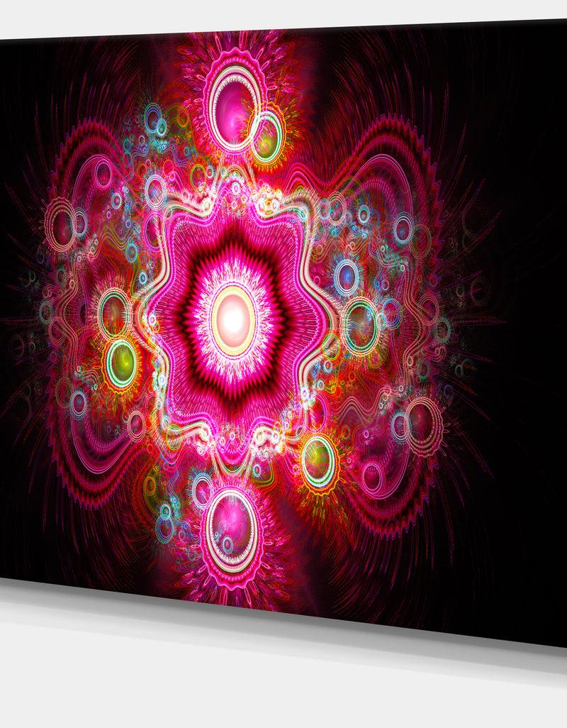 DesignQ Bright Pink Fractal Flower - Abstract Wall Art Canvas