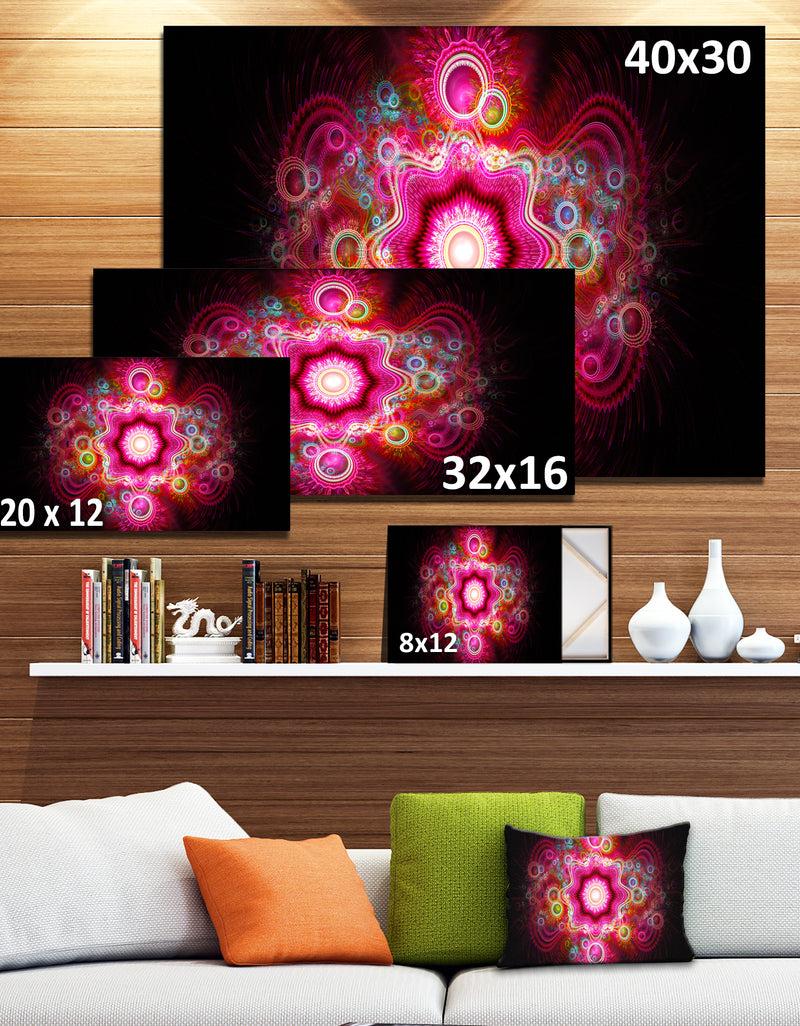 DesignQ Bright Pink Fractal Flower - Abstract Wall Art Canvas