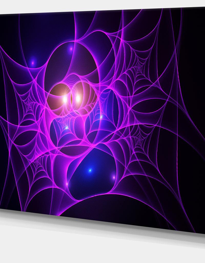 DesignQ Bright Purple Fractal Cobweb - Extra Large Abstract Canvas Art Print