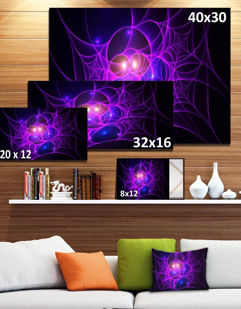 DesignQ Bright Purple Fractal Cobweb - Extra Large Abstract Canvas Art Print