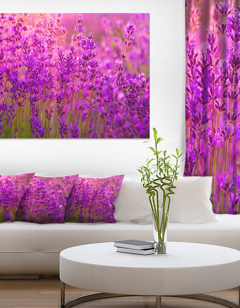 DesignQ Bright Purple Lavender Field Tihany - Large Floral Canvas Art Print
