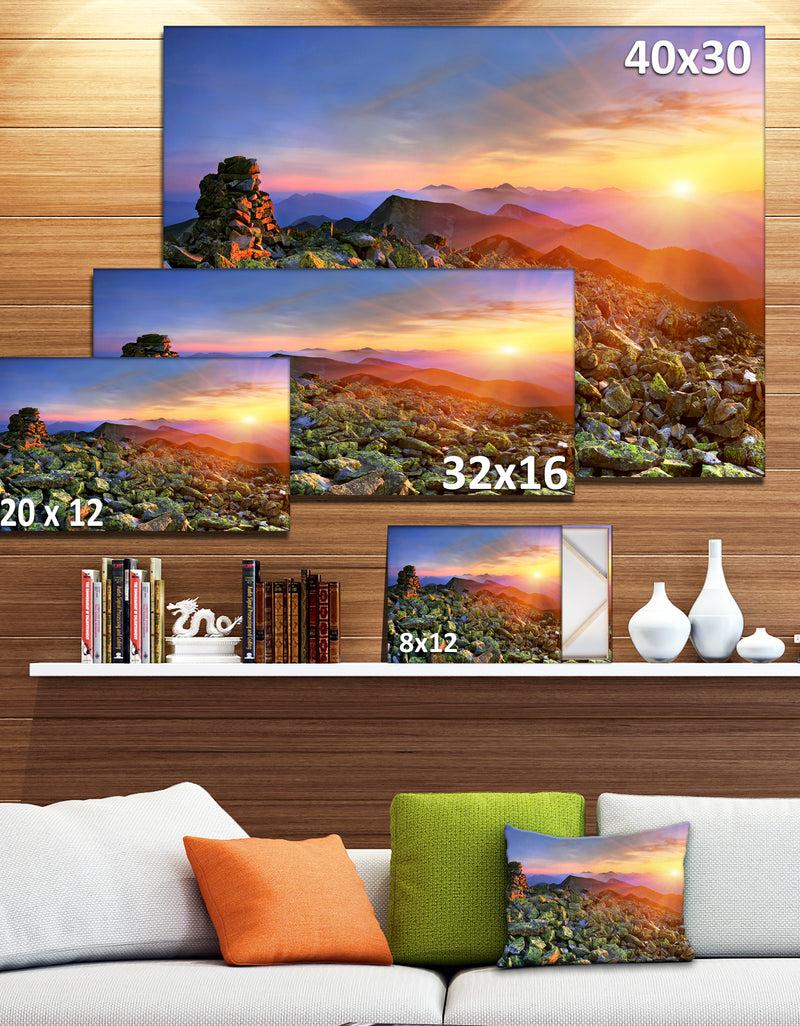 DesignQ Bright Sun In Carpathian Mountains - Landscape Photo Canvas Print