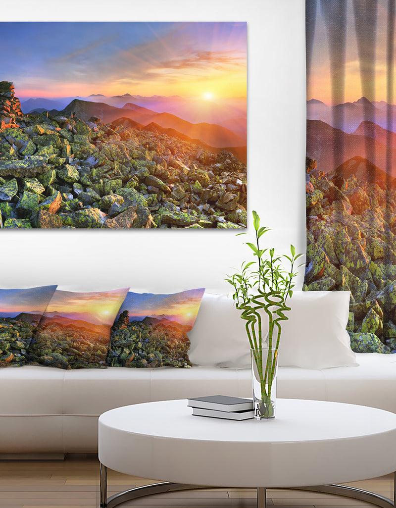 DesignQ Bright Sun in Carpathian Mountains - Landscape Photo Canvas Print