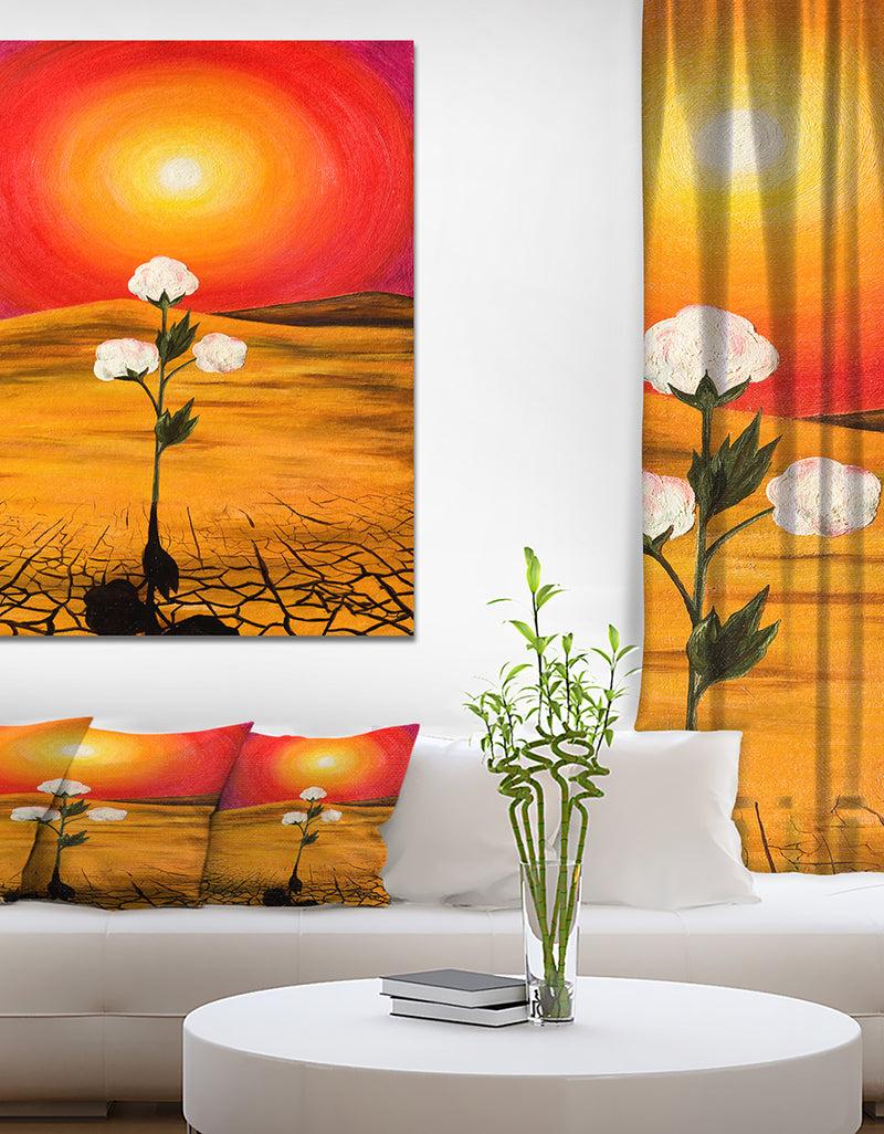 DesignQ Bright Sun in Flower - Floral Painting Print on Wrapped Canvas