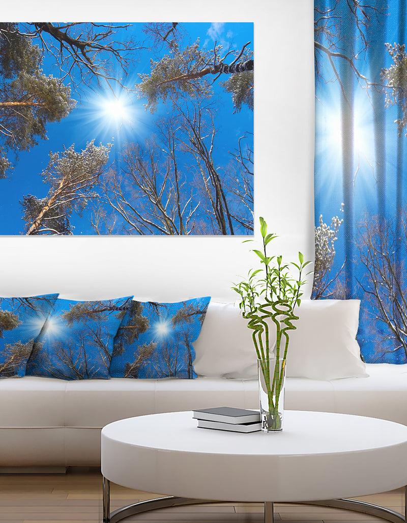 DesignQ Bright Sun in the Tree Top Circle - Modern Forest Canvas Wall Art