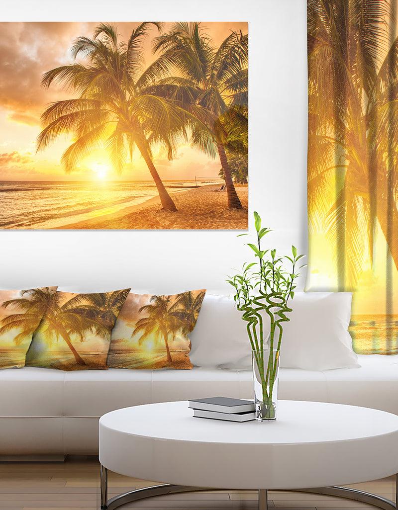 DesignQ Bright Sunset at Barbados Island - Modern Seascape Canvas Artwork