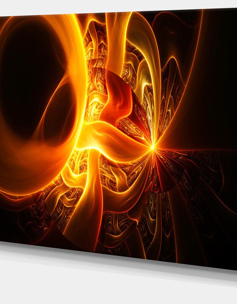 DesignQ Bright Yellow Designs On Black - Abstract Wall Art Canvas