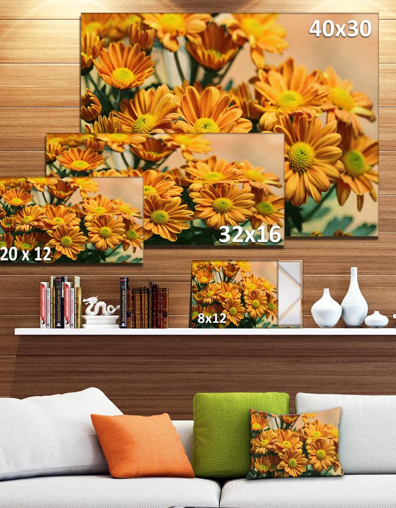 DesignQ Bright Yellow Flowers In Garden - Extra Large Floral Canvas Art Print