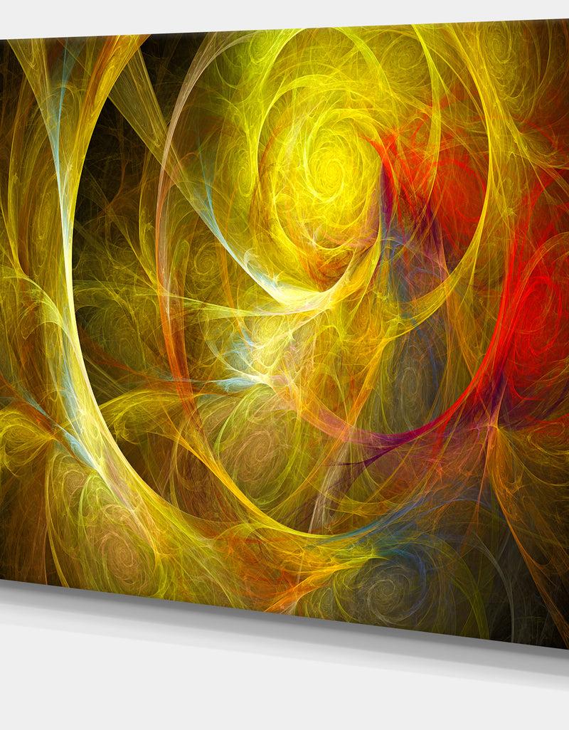 DesignQ Bright Yellow Stormy Sky - Abstract Digital Art Canvas Print