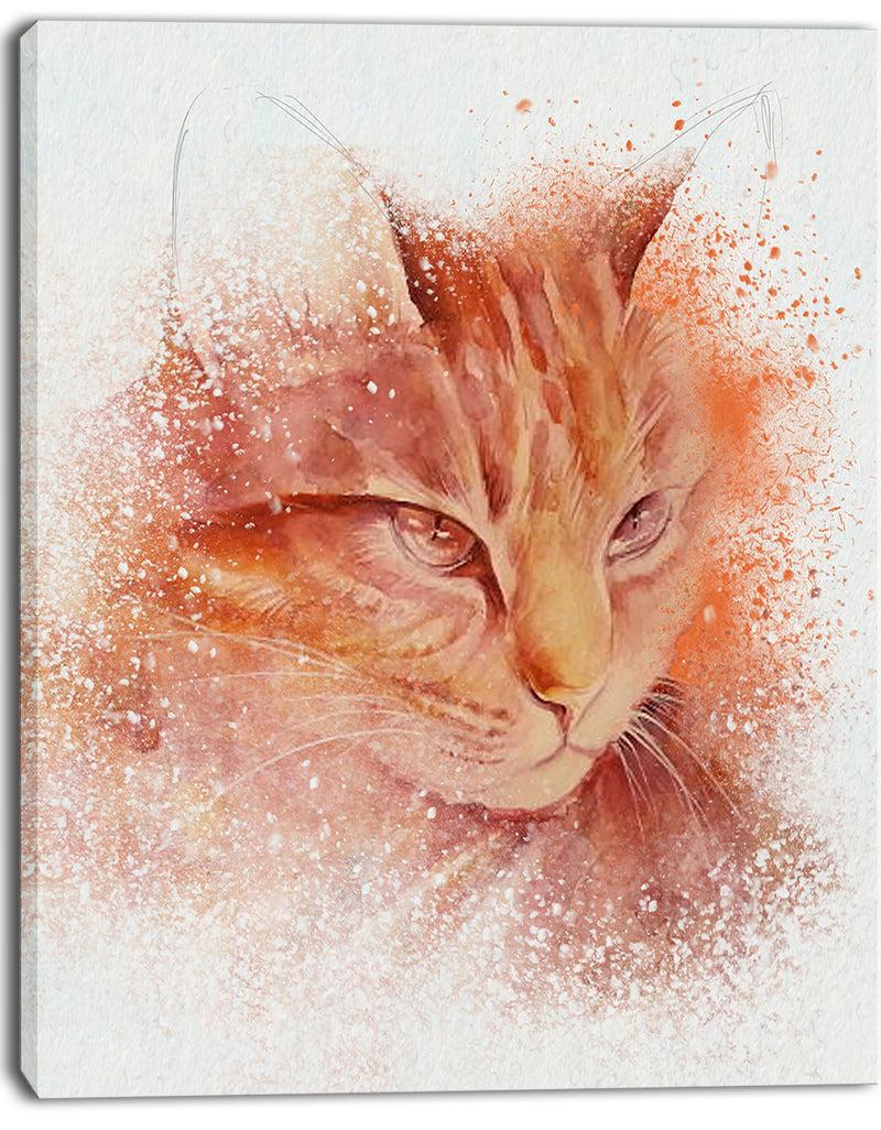DesignQ Brown Cat Face Sketch On White - Large Animal Canvas Artwork