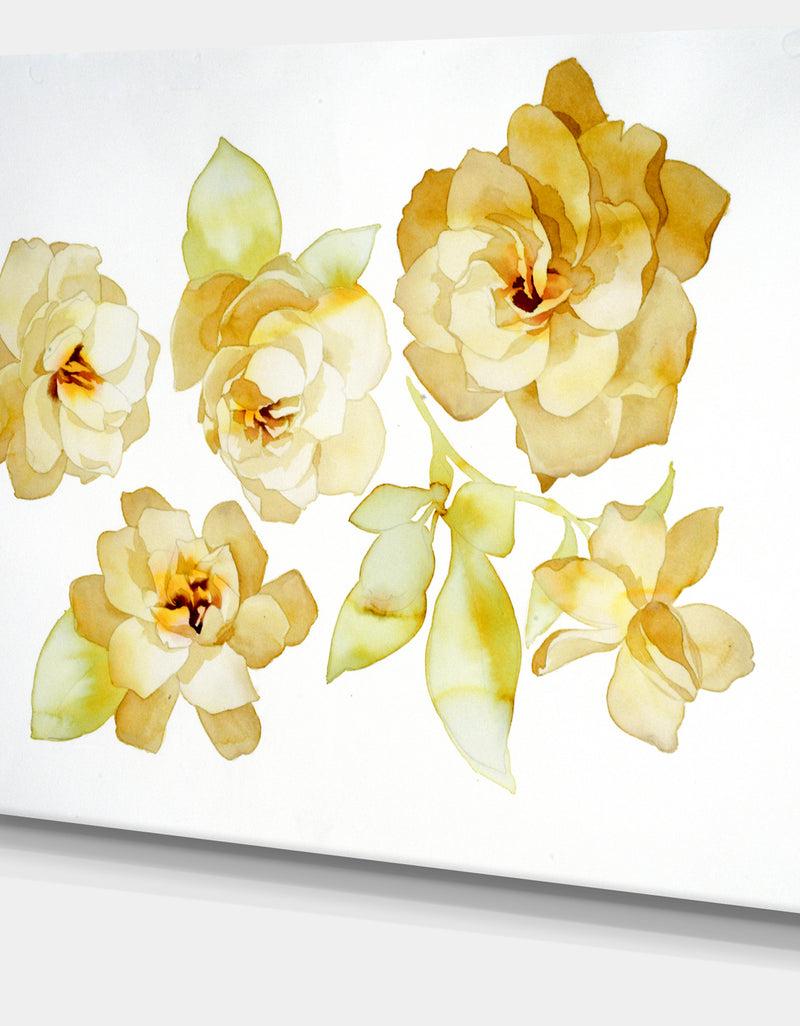 DesignQ Brown Flowers With White Shade - Floral Canvas Art Print