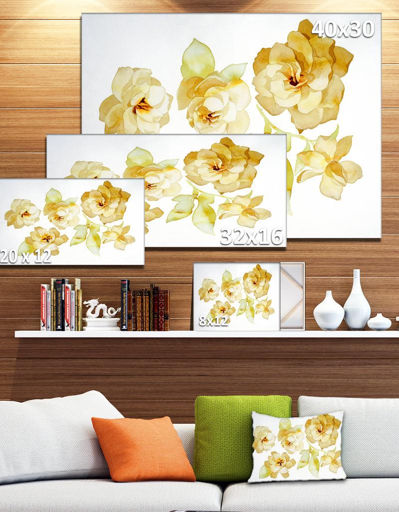 DesignQ Brown Flowers With White Shade - Floral Canvas Art Print