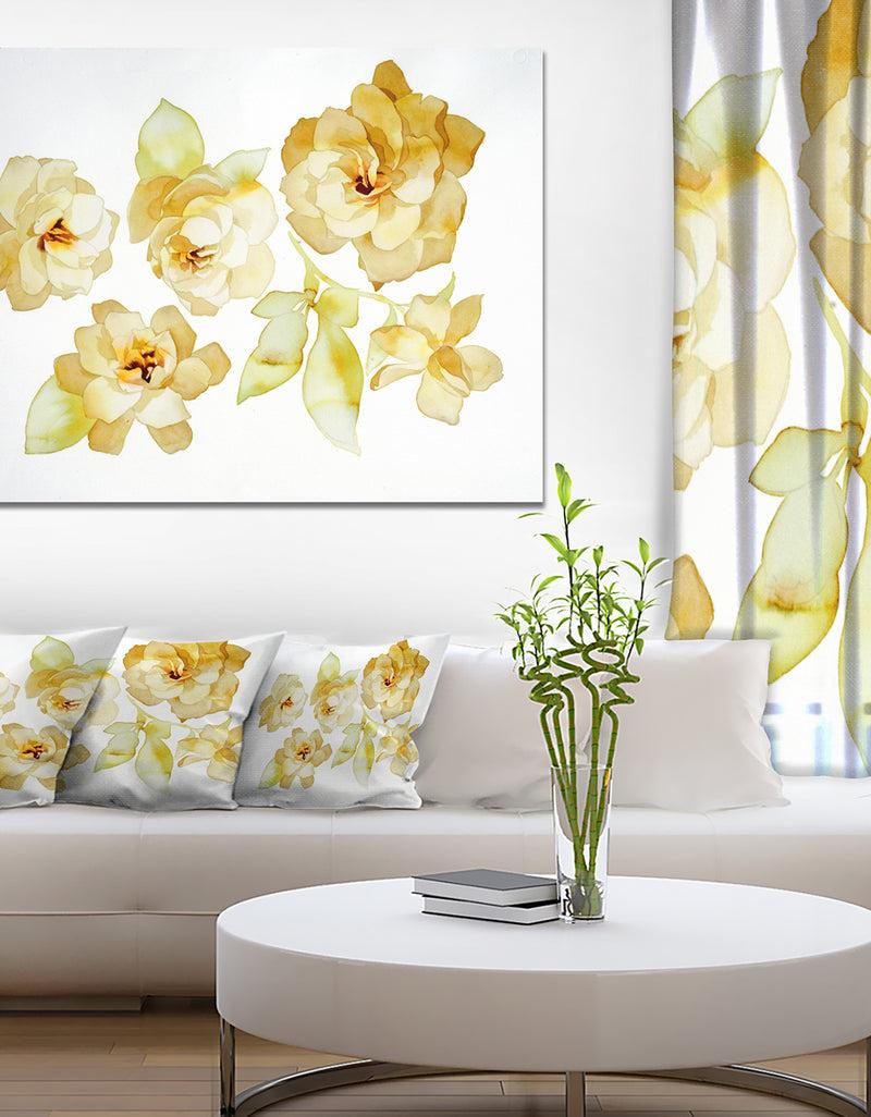 DesignQ Brown Flowers with White Shade - Floral Canvas Art Print