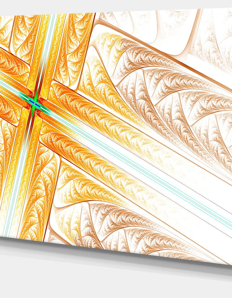 DesignQ Brown Fractal Cross Design'Large Abstract Canvas Art Print
