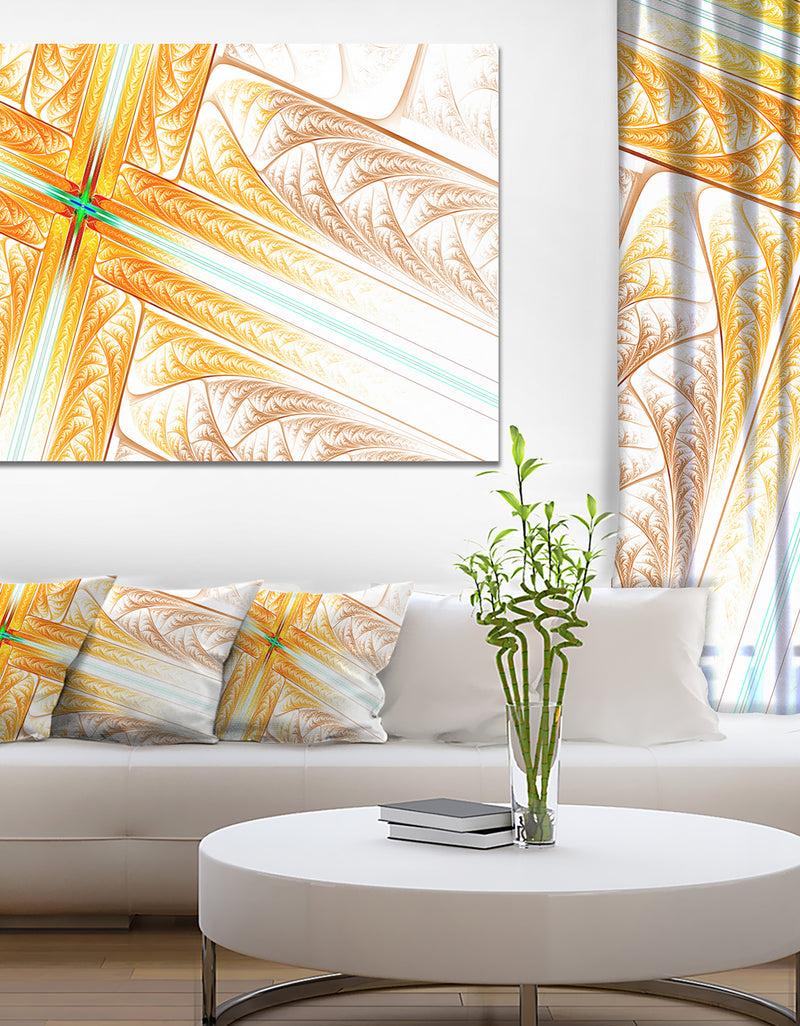 DesignQ Brown Fractal Cross Design'Large Abstract Canvas Art Print
