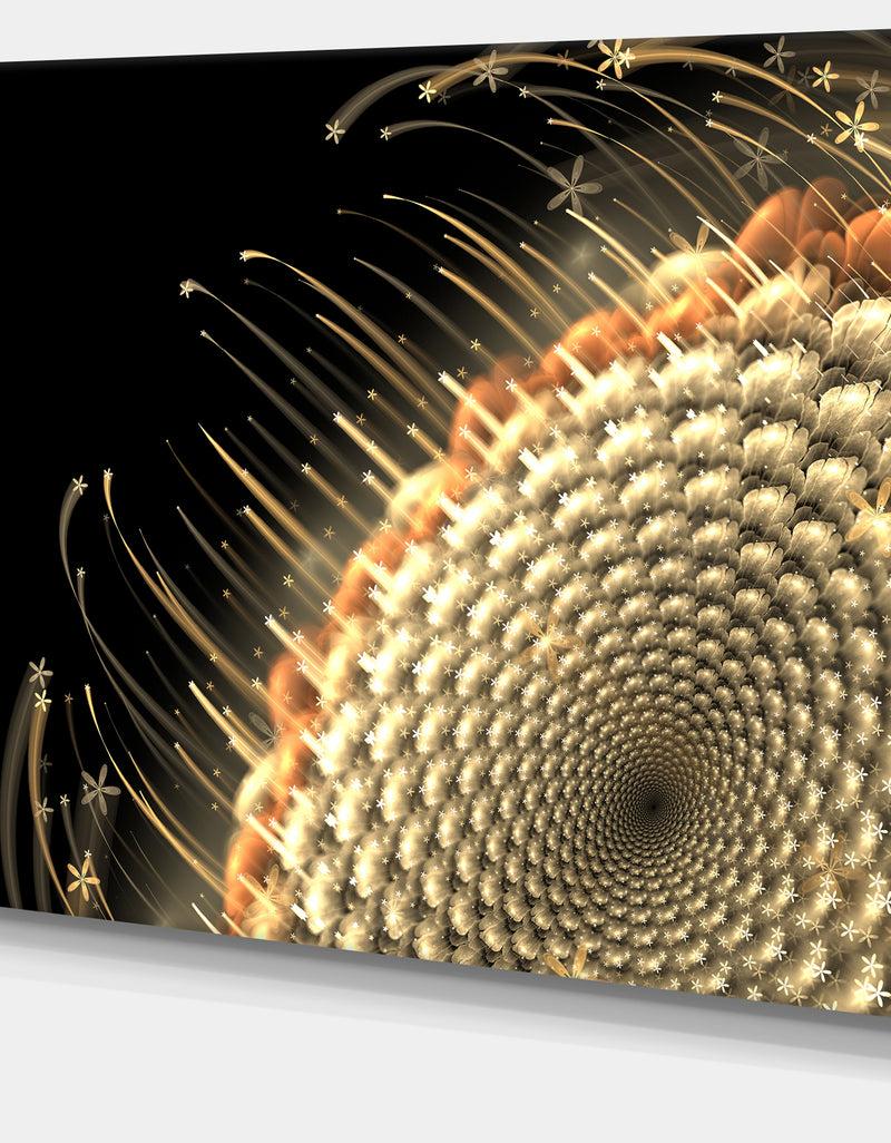 DesignQ Brown Fractal Flower Pattern - Floral Digital Art Canvas Print