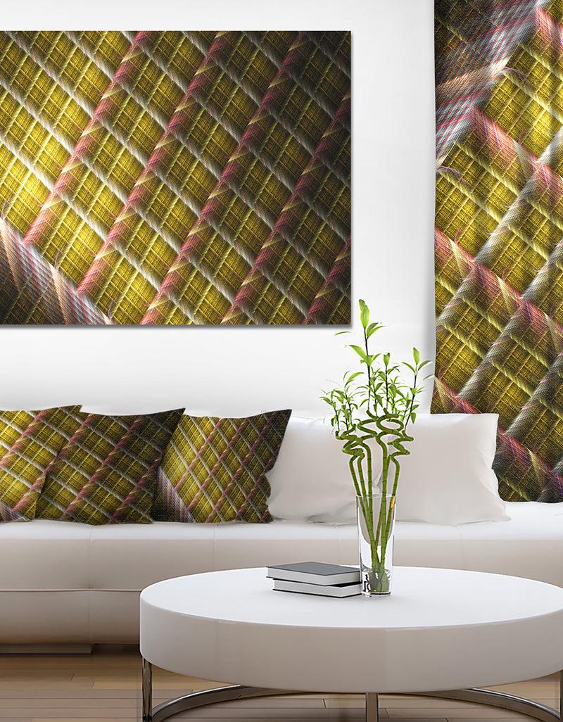 DesignQ Brown Metal Protective Grids'Extra Large Abstract Canvas Art Print