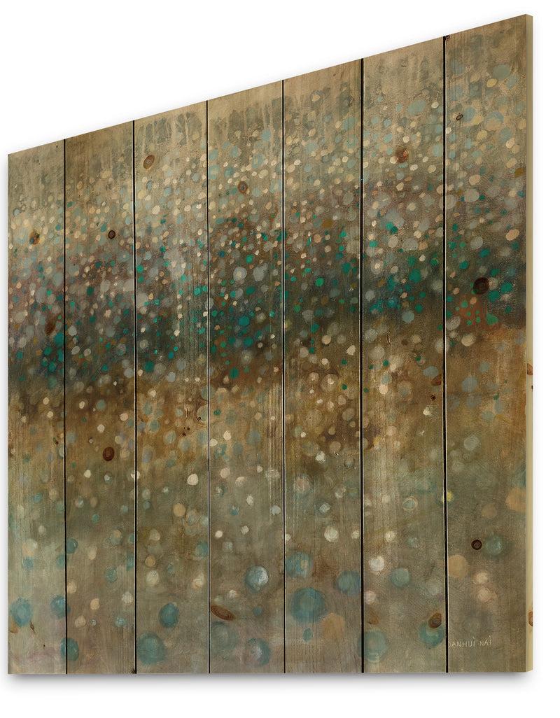 DesignQ Brown Rain - Cabin & Lodge Print On Natural Pine Wood