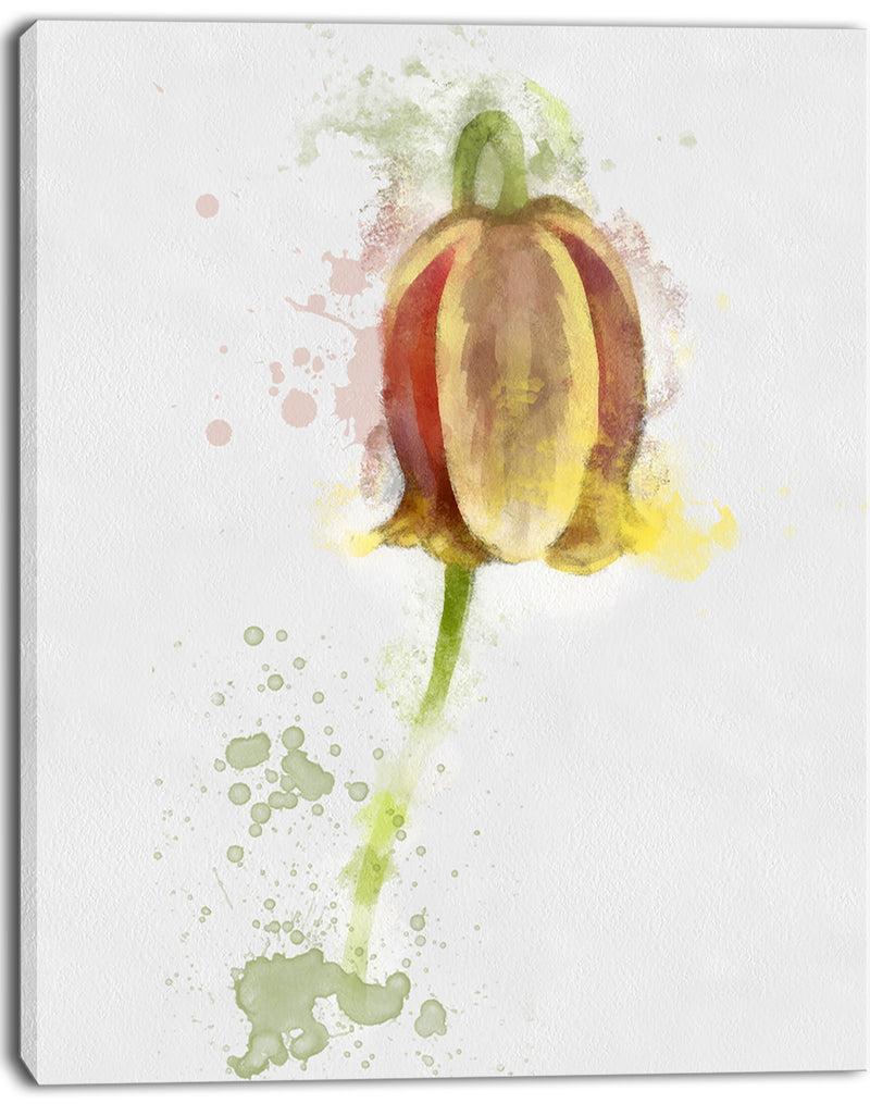DesignQ Brown Tulip Sketch Watercolor - Modern Floral Canvas Wall Art