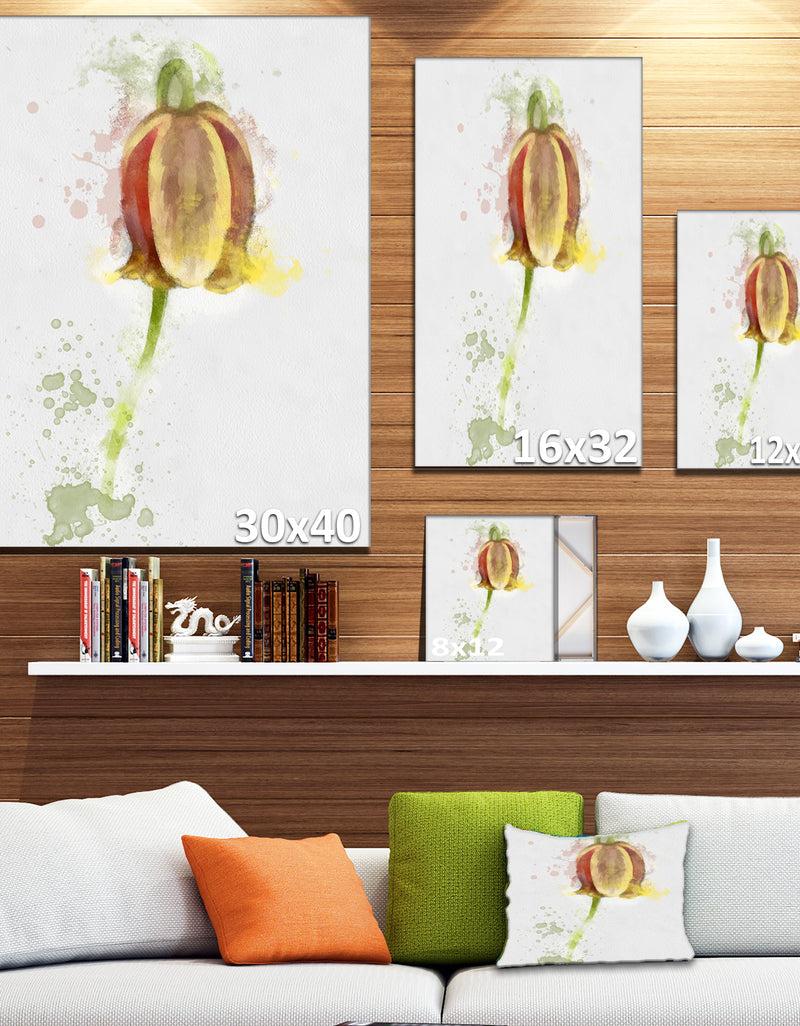 DesignQ Brown Tulip Sketch Watercolor - Modern Floral Canvas Wall Art