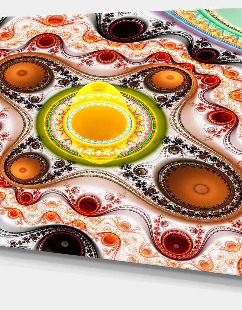 DesignQ Brown Wavy Curves And Circles - Large Wall Art On Canvas