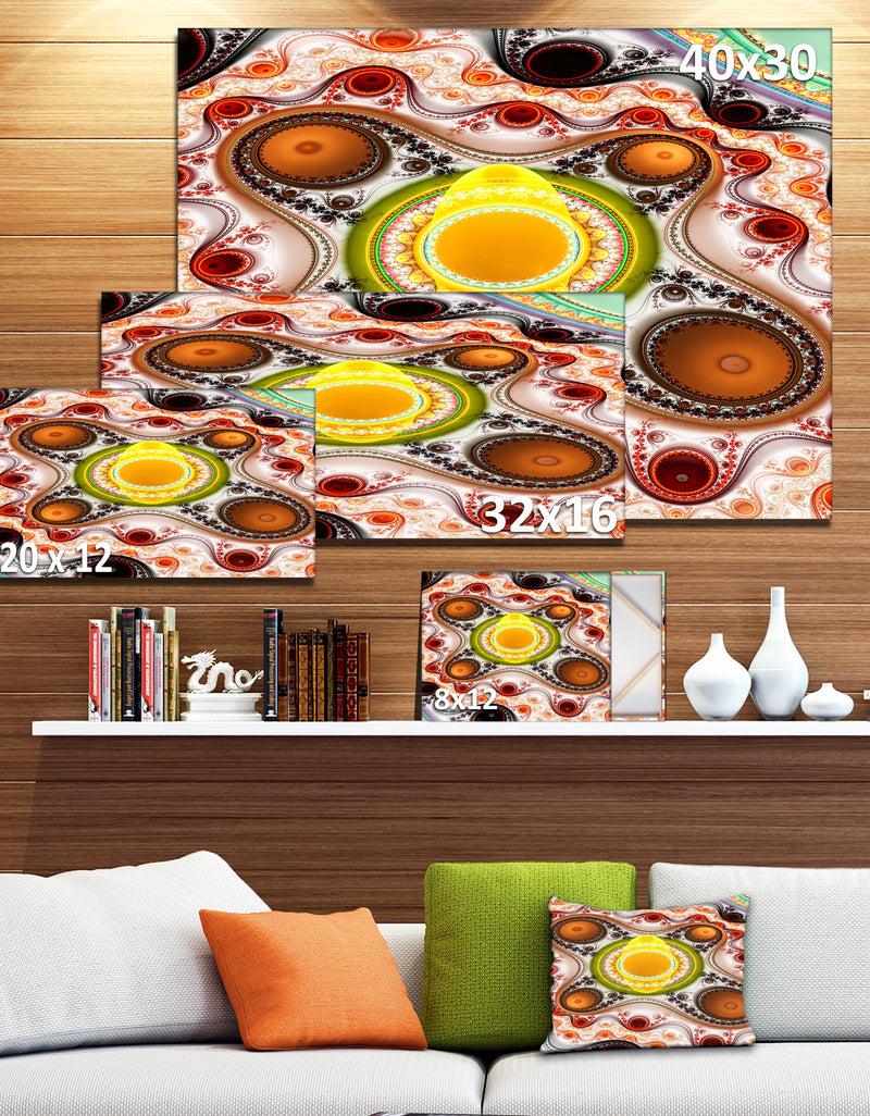DesignQ Brown Wavy Curves And Circles - Large Wall Art On Canvas