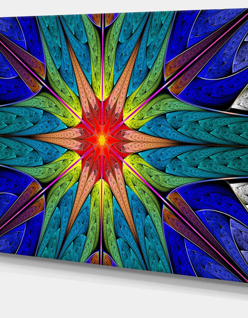 DesignQ Budding Fractal Colorful Flower - Abstract Wall Art On Canvas
